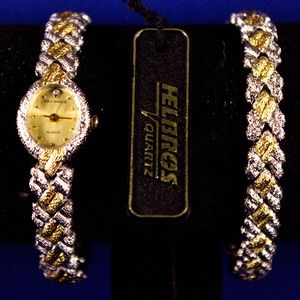 WOMENS HELBROS QUARTZ WATCH AND BRACELET.